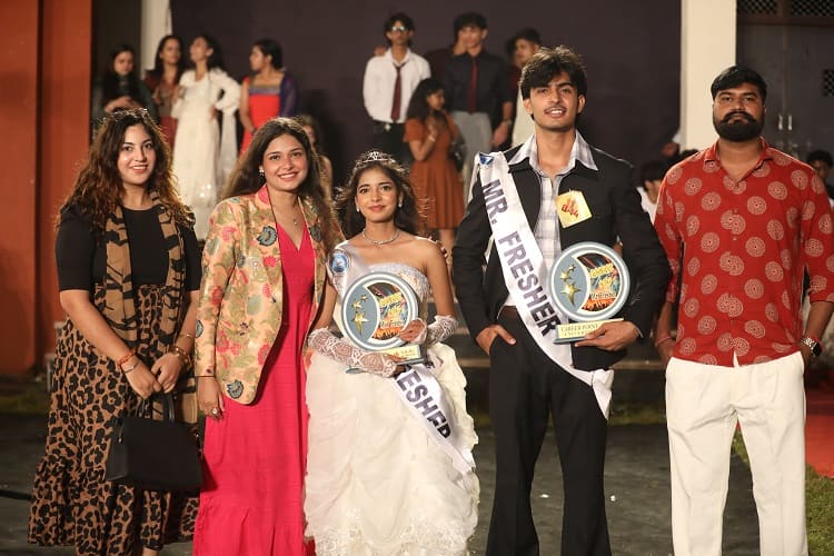 Freshers on the Retro Ramp Walk at AAGAAZ 2026, CPU Kota