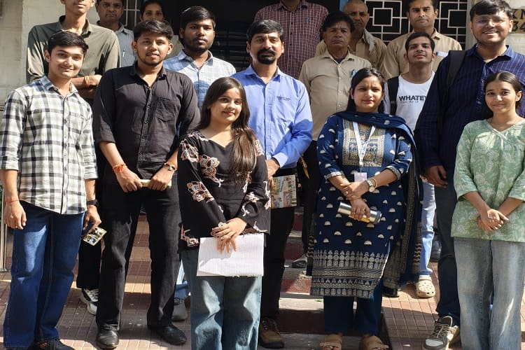 Career Point University students spending time with elderly residents at Shraddha Old Age Home, Kota