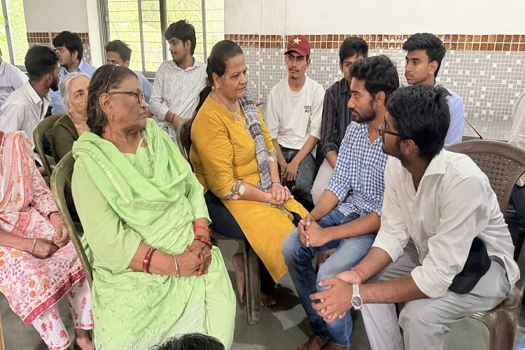 Career Point University students at Apna Ghar Ashram, Kota during NSS community outreach