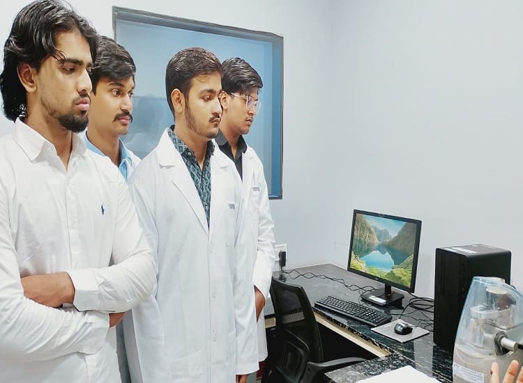 Entrance briefing on lab safety and layout at Pious Laboratories