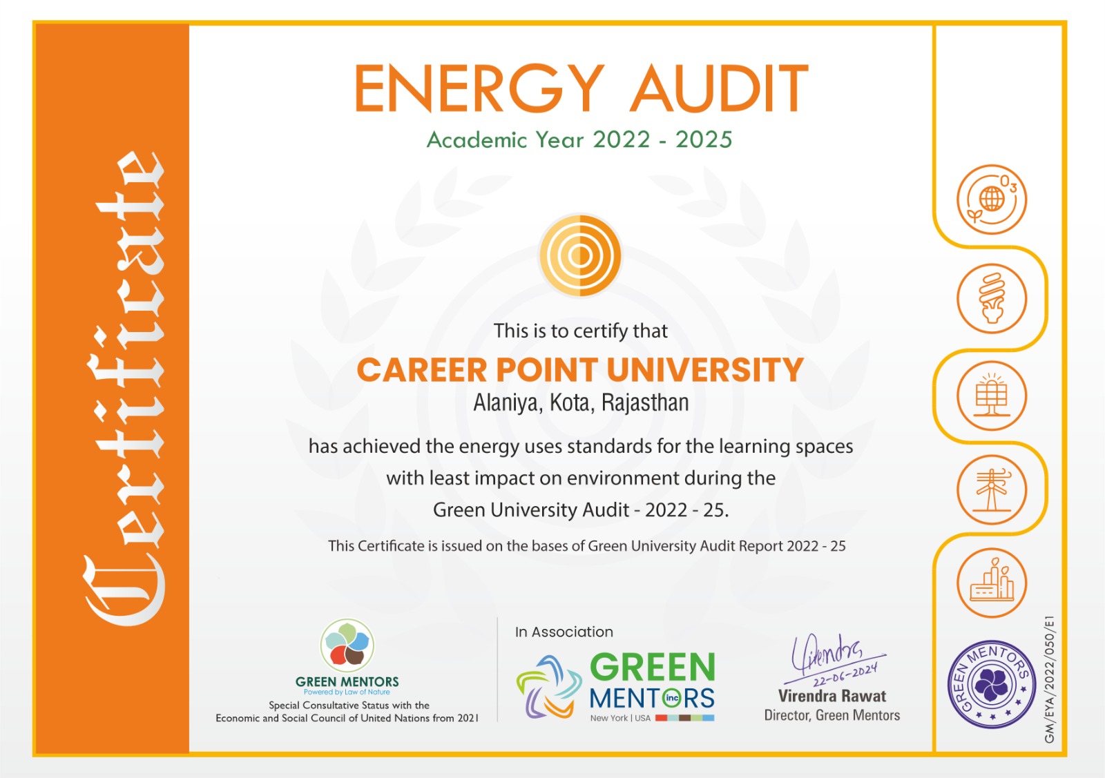 Energy audit certificate
