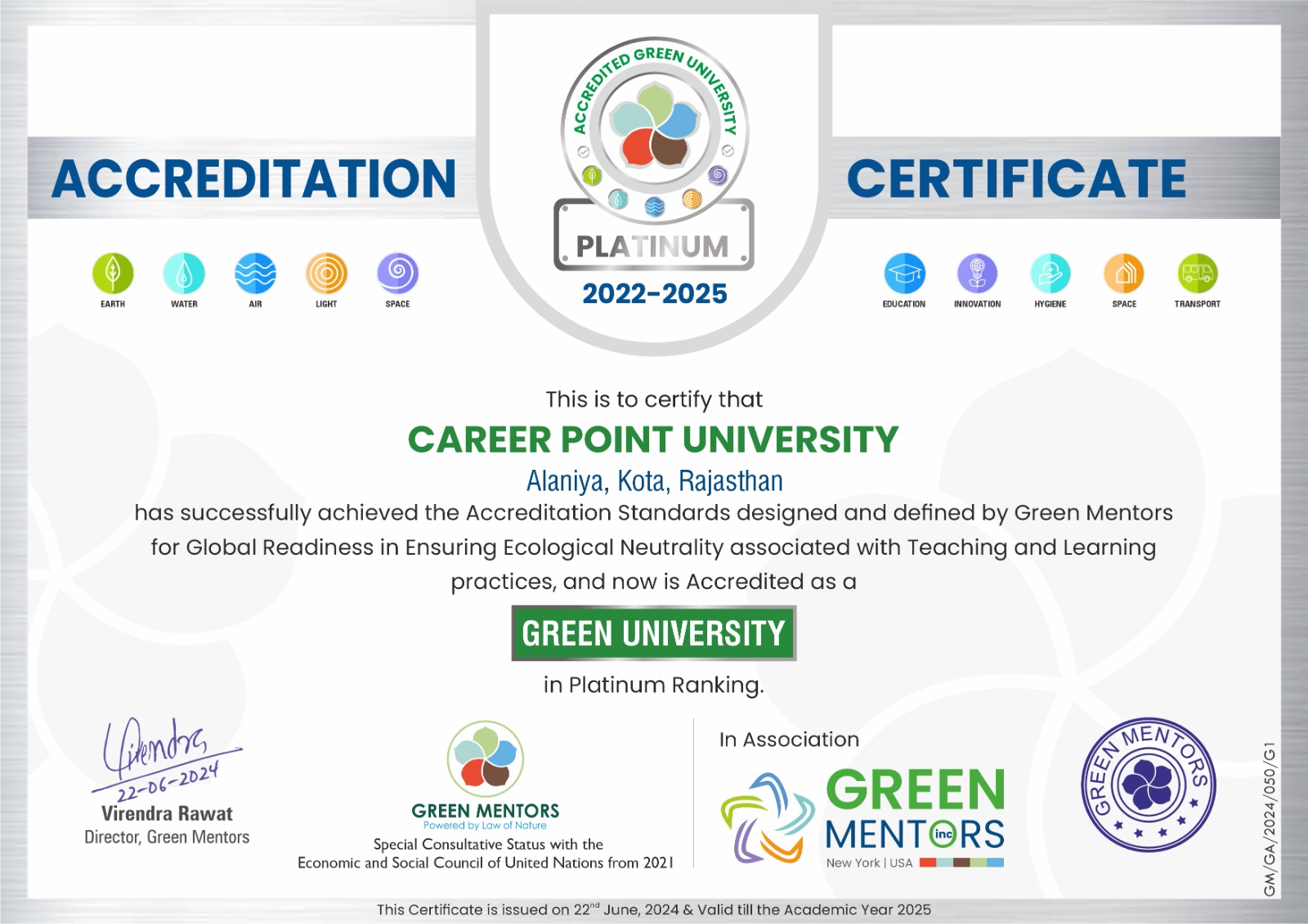 Green University Certificate